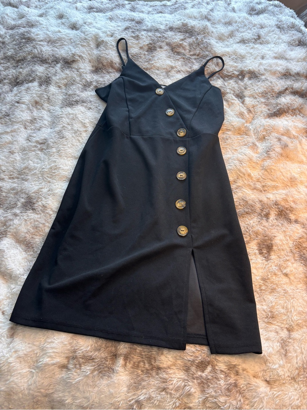 J for Justify Black Spaghetti-Strap Button Front Mini Dress